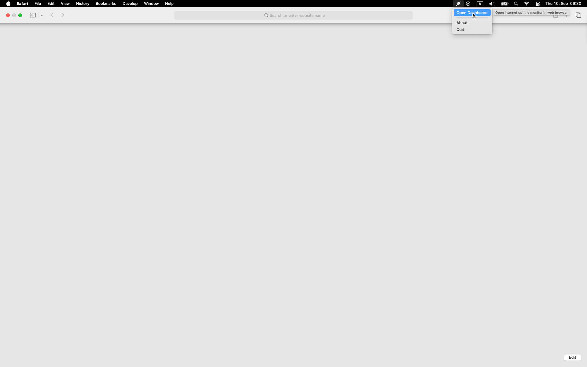 Open dashboard from the menu bar