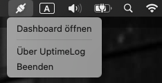 UptimeLog-Menü in der Menüleiste mit der Dashboard-Option